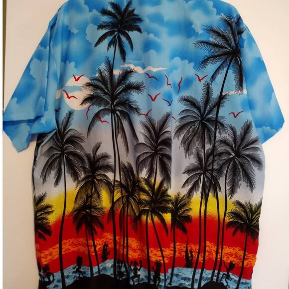 Rima Hawaiian Shirt Men's Large Tropical Vintage Short Sleeve Surf Palm Trees - Picture 2 of 9